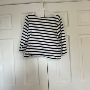JCrew Small White and Navy Stripes Top